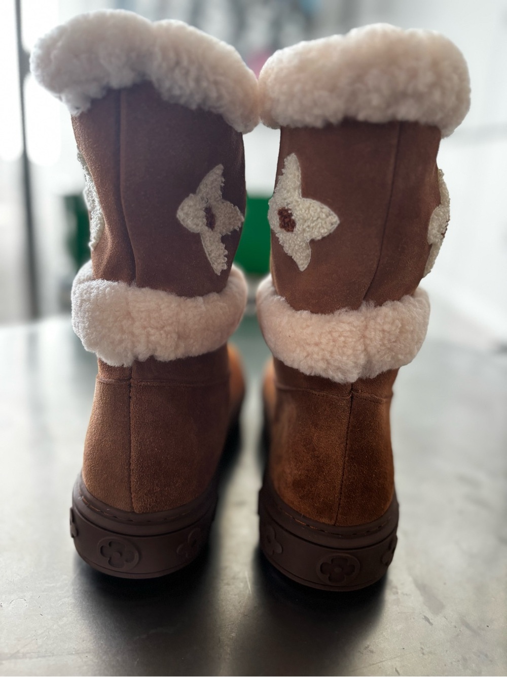 Louis Vuitton Brown Shearling-Trim Winter Boots - Picture 5 of 8